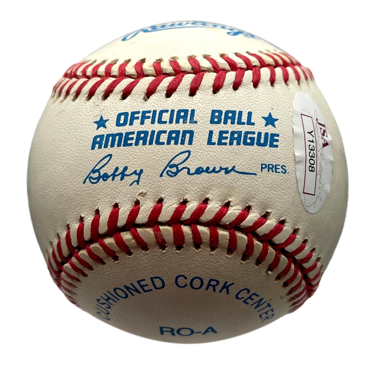 Mickey Mantle HOF Single Signed/Auto OAL/Brown Baseball NY Yankees JSA 205885