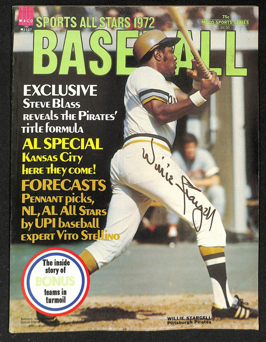 Willie Stargell HOF Signed/Auto 1972 Baseball Magazine NO LABEL PSA/DNA 205905
