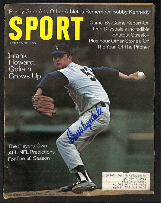 Don Drysdale HOF Signed/Auto 1968 Sport Magazine LA Dodgers PSA/DNA 205907