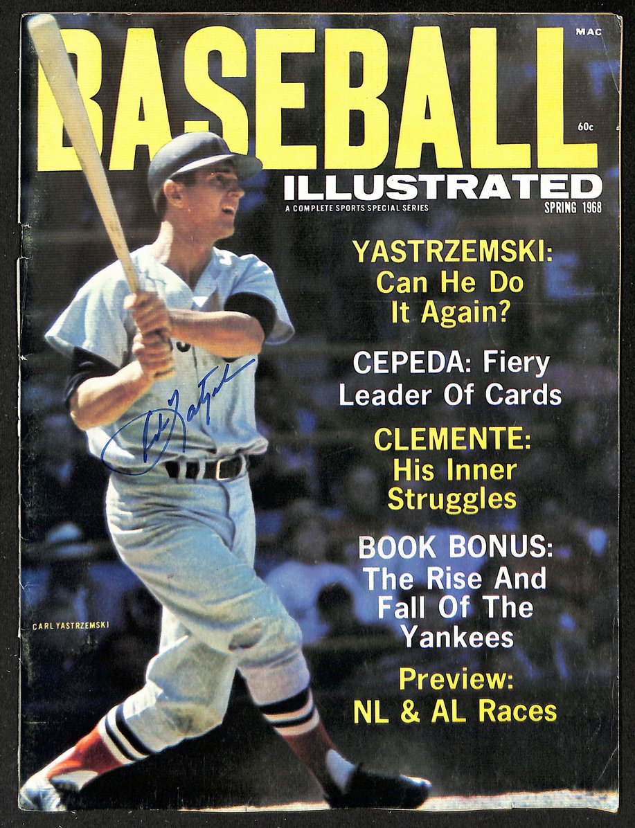 Carl Yastrzemski HOF Signed 1968 Baseball Illustrated Magazine NO LABEL PSA/DNA
