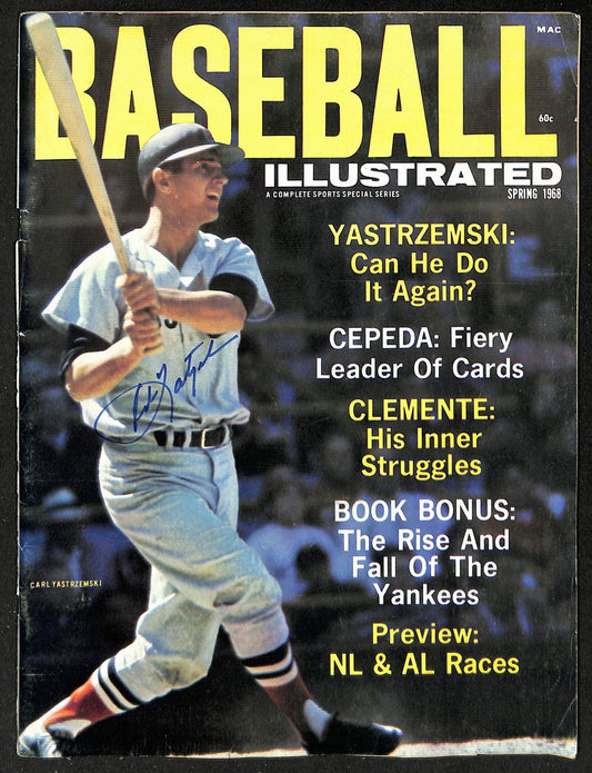 Carl Yastrzemski HOF Signed 1968 Baseball Illustrated Magazine NO LABEL PSA/DNA