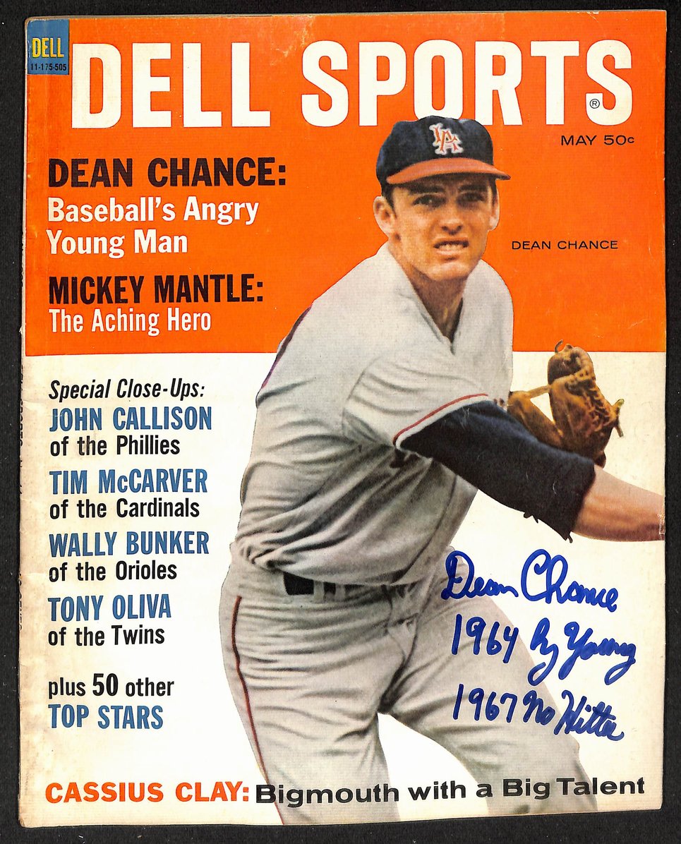 Dean Chance Signed/Inscr 1965 Dell Sports Magazine NO LABEL PSA/DNA 205910