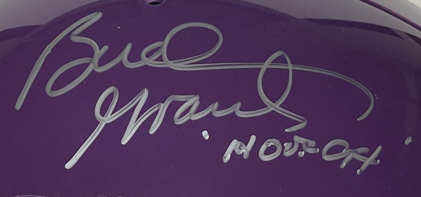 Bud Grant Signed/Inscr Full Size TK Suspension Throwback Helmet PSA/DNA 205132