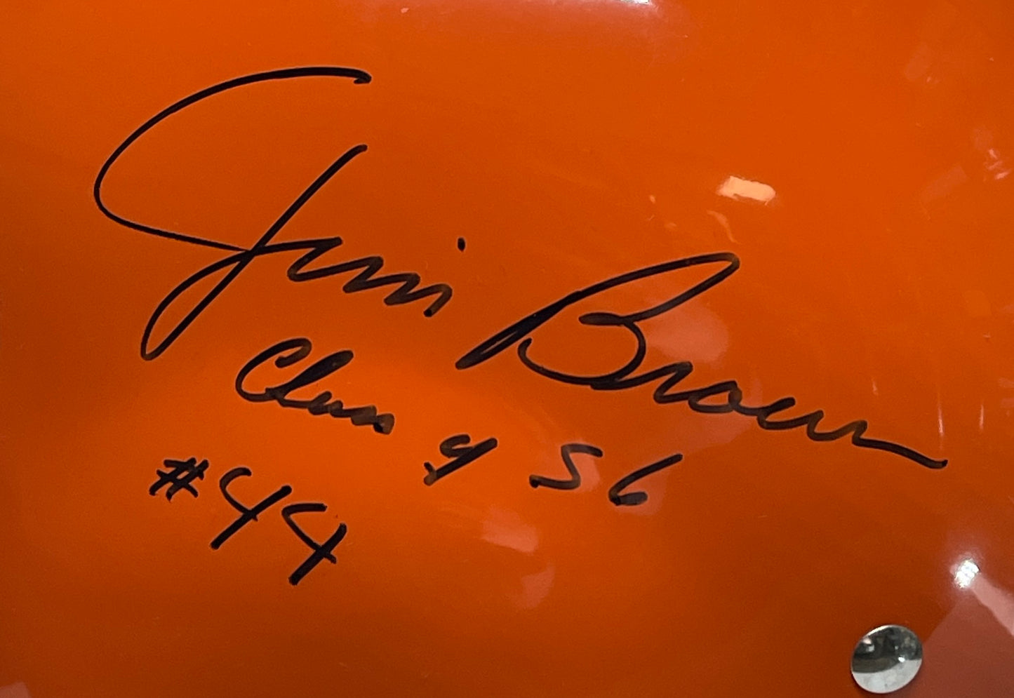 Jim Brown HOF Signed/Inscr RK4 Full Size Orange Throwback Helmet PSA/DNA 205133