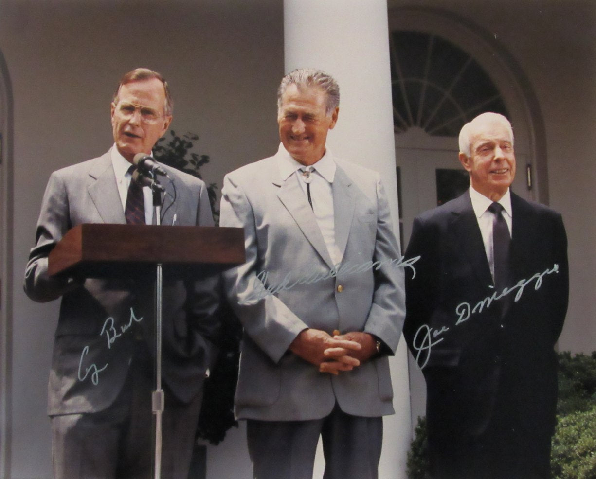 George H.W. Bush/Joe DiMaggio/Ted Williams Signed 16x20 Photo PSA/DNA 205660