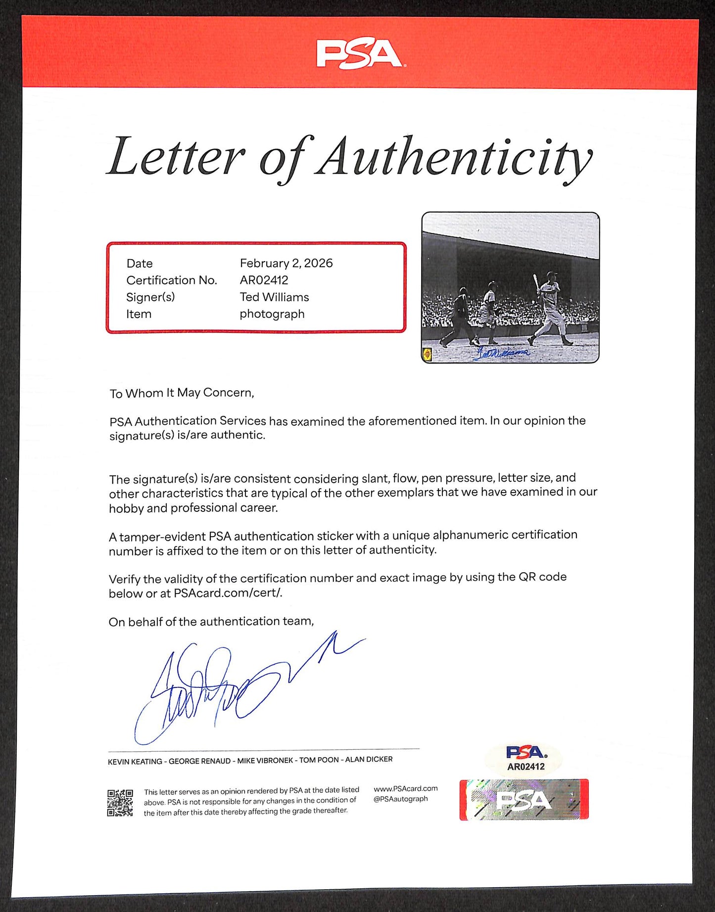 Ted Williams HOF Signed/Autographed 16x20 Photo Boston Red Sox PSA/DNA 205667