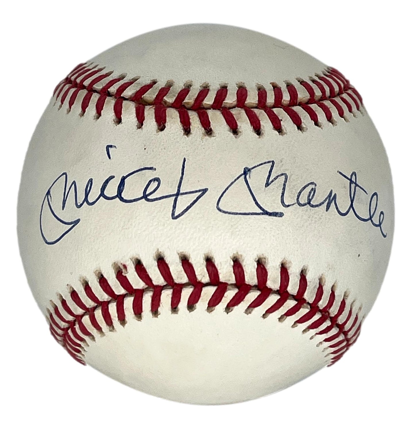 Mickey Mantle HOF Single Signed/Auto OAL/Brown Baseball Yankees PSA/DNA 205560