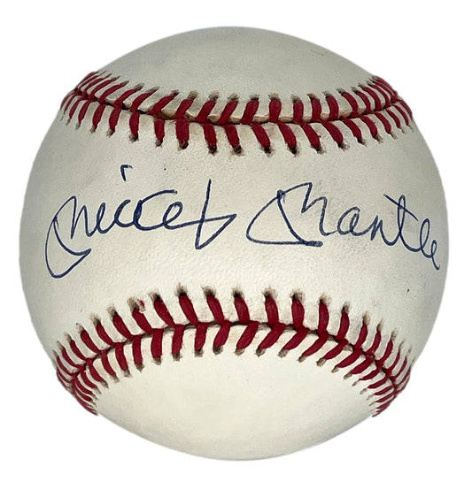 Mickey Mantle HOF Single Signed/Auto OAL/Brown Baseball Yankees PSA/DNA 205560