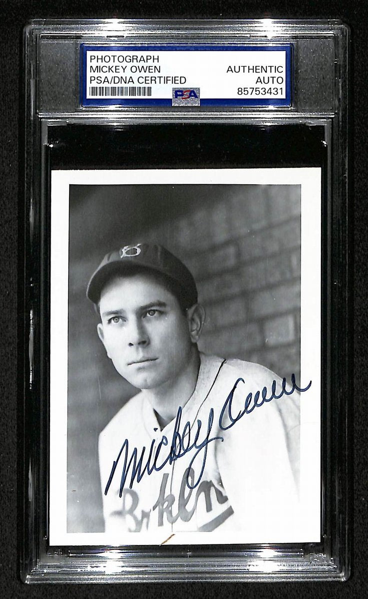 Mickey Owen Signed/Autographed 3.5x5 Photo Postcard Dodgers PSA/DNA BA205973