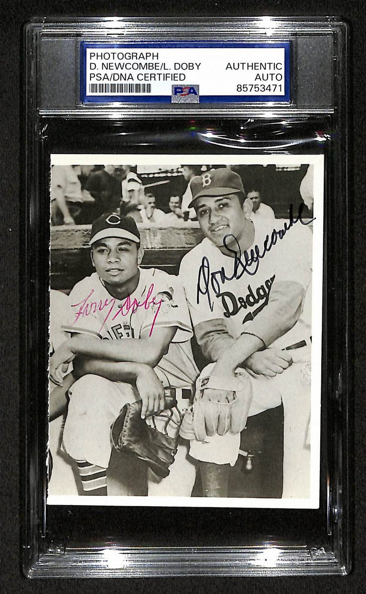 Don Newcombe Larry Doby Signed/Autographed 3.5x5 Photo Postcard PSA/DNA BA205985