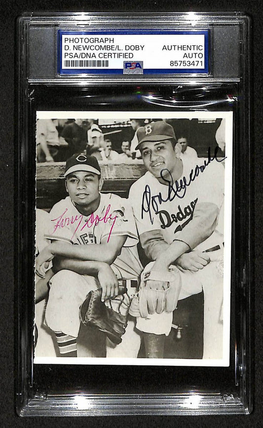 Don Newcombe Larry Doby Signed/Autographed 3.5x5 Photo Postcard PSA/DNA BA205985