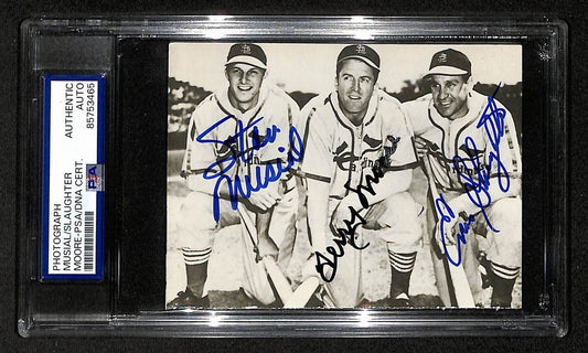 Musial Slaughter Moore Signed/Autographed 3.5x5 Photo Postcard PSA/DNA BA205990