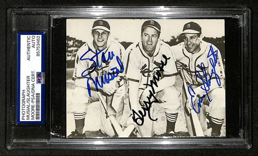 Musial Slaughter Moore Signed/Autographed 3.5x5 Photo Postcard PSA/DNA BA205993