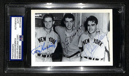 Joe DiMaggio Henrich Keller Autographed 3.5x5 Photo Postcard PSA/DNA BA206019