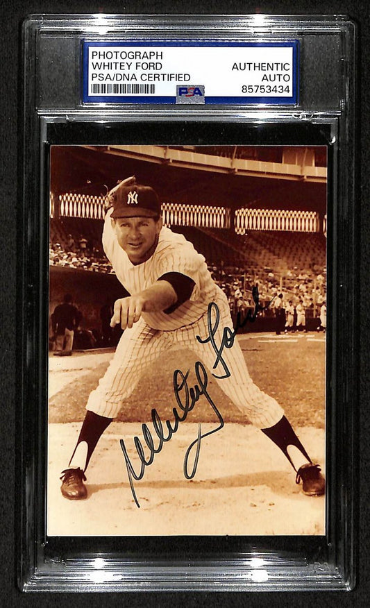 Whitey Ford Signed/Autographed 3.5x5 Photo Postcard HOF Yankees PSA/DNA BA206020