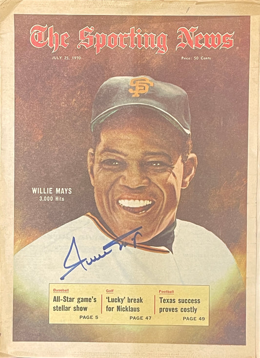 Willie Mays HOF Signed 7/25/1970 The Sporting News Newspaper PSA/DNA 206109
