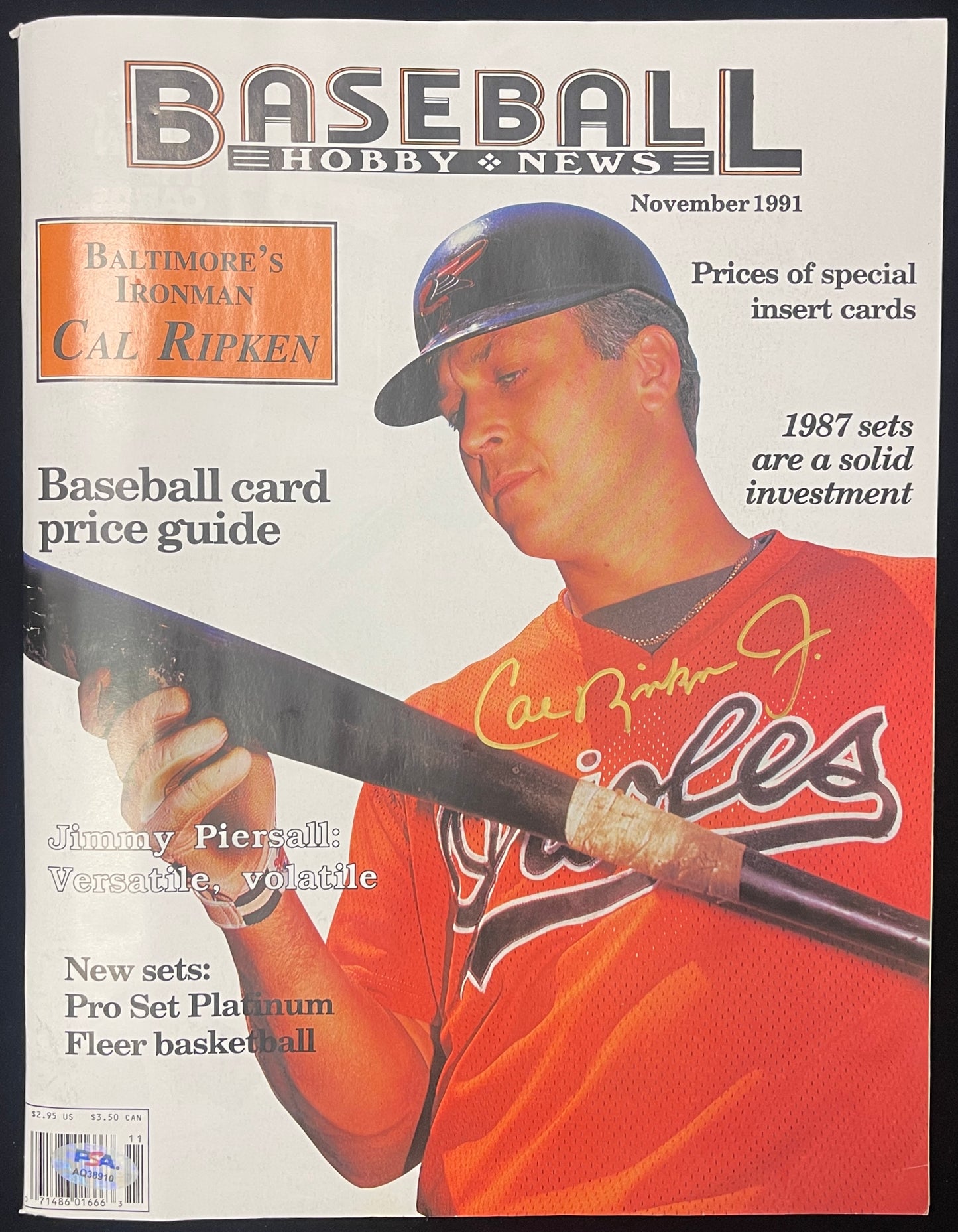 Cal Ripken Jr. HOF Signed 1991 Baseball Hobby News Magazine Orioles PSA 205148