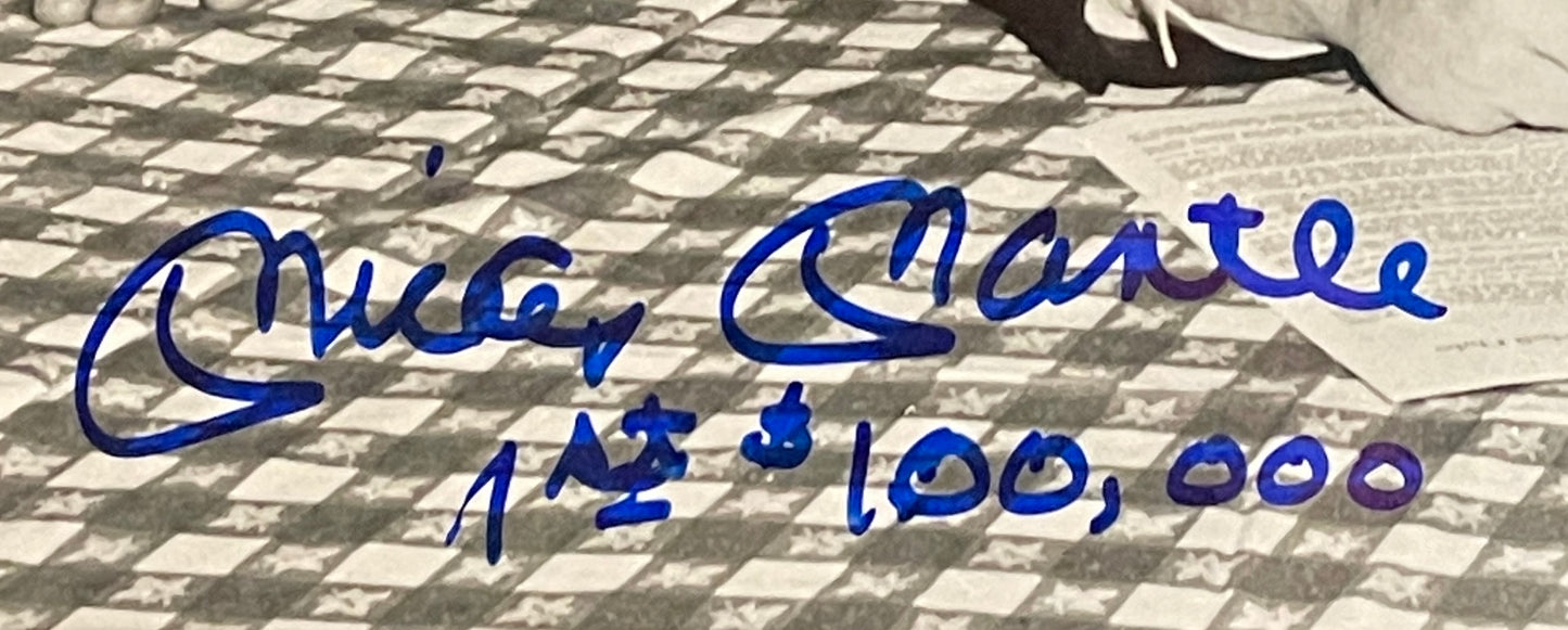 Mickey Mantle HOF Signed/Inscribed "1st $100,000" 16x20 Photo Yankees JSA 205164