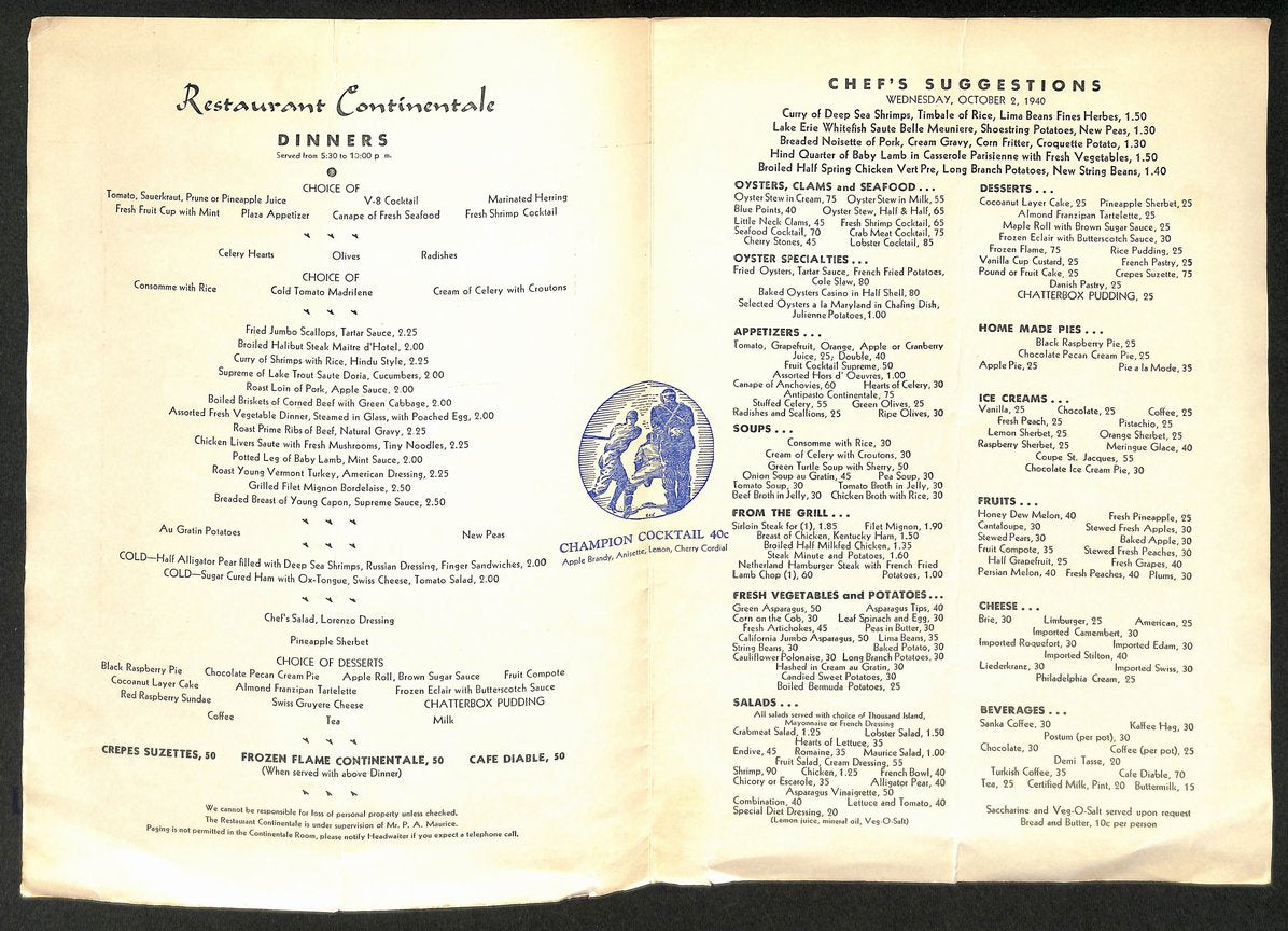 Souvenir Menu Netherland Plaza Cincinnati Reds 1940 World Series Champs 206093