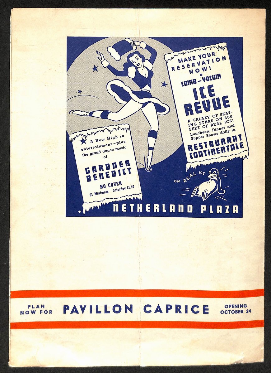 Souvenir Menu Netherland Plaza Cincinnati Reds 1940 World Series Champs 206093