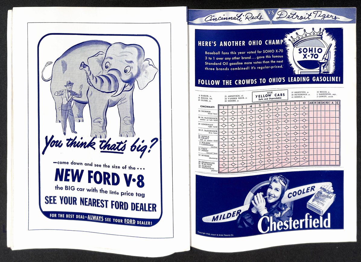 1940 World Series Souvenir Score Book Cincinnati Reds vs. Detroit Tigers 206094