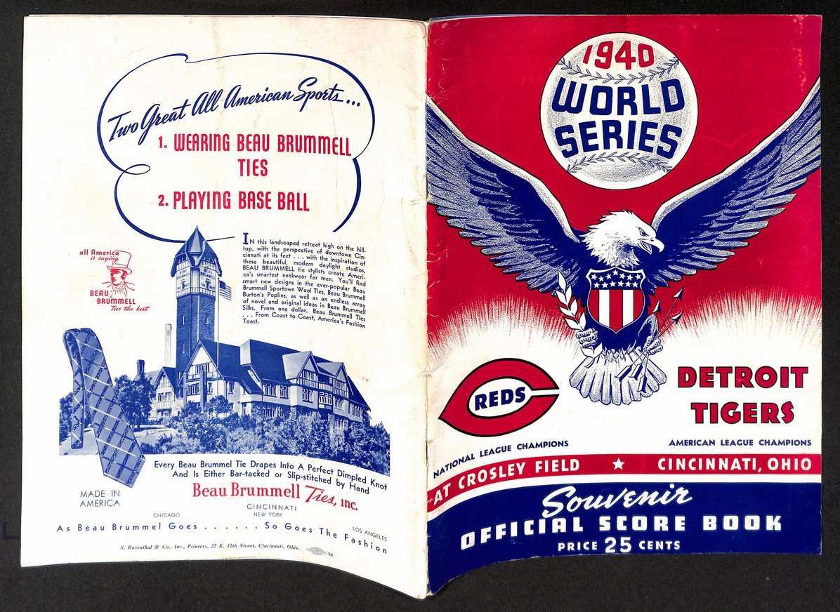 1940 World Series Souvenir Score Book Cincinnati Reds vs. Detroit Tigers 206094