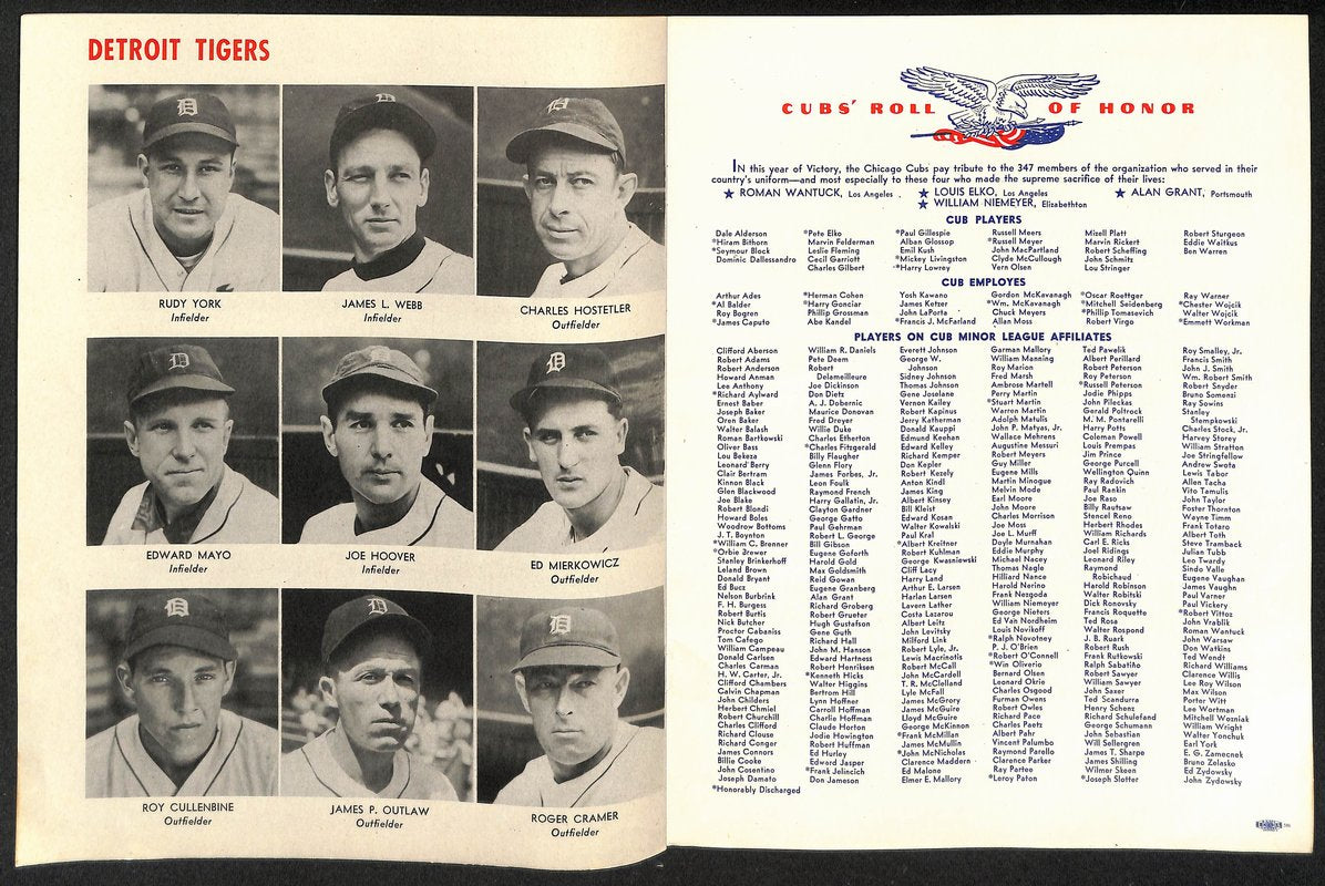 1945 World Series Program Chicago Cubs vs. Detroit Tigers VERY CLEAN 206097