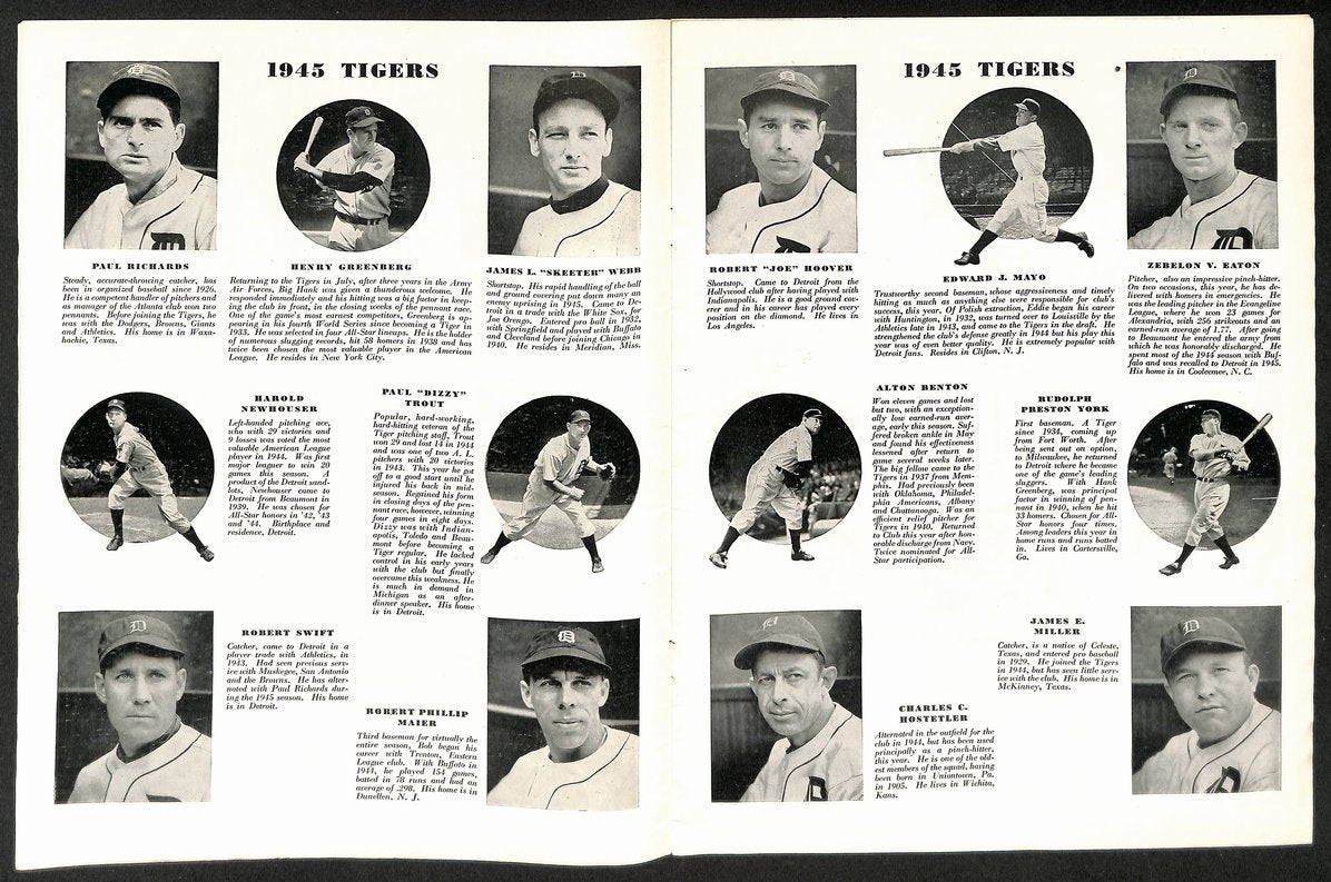 1945 World Series Program Detroit Tigers Vs. Chicago Cubs VERY CLEAN 206098