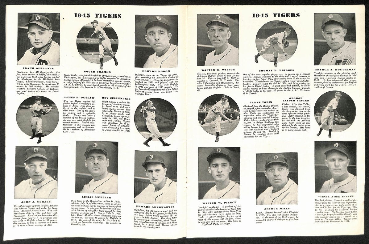 1945 World Series Program Detroit Tigers Vs. Chicago Cubs VERY CLEAN 206098