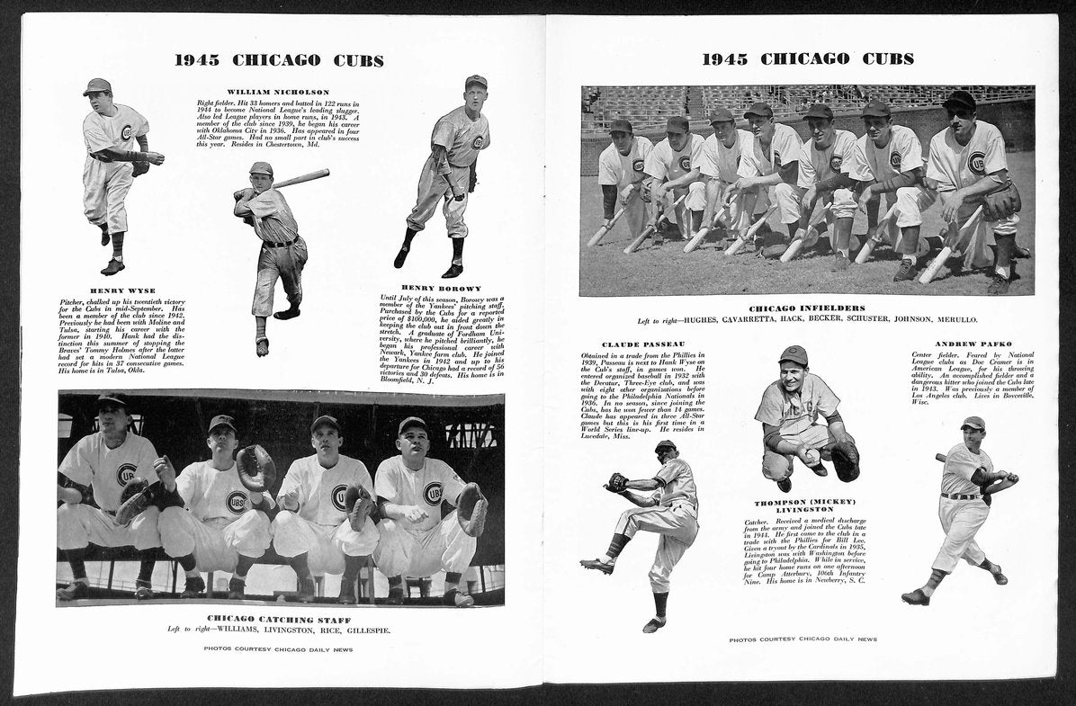 1945 World Series Program Detroit Tigers Vs. Chicago Cubs VERY CLEAN 206098
