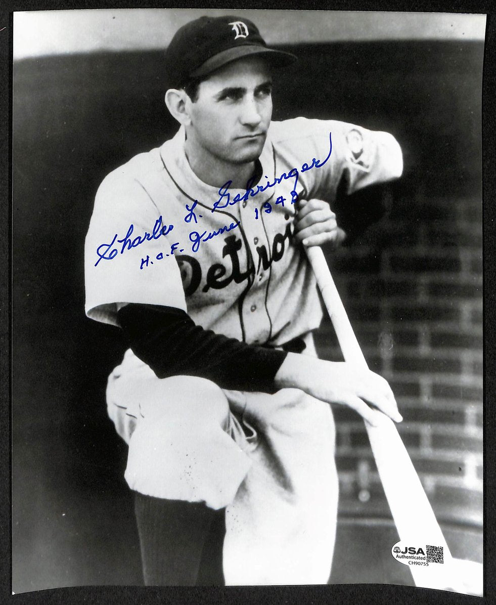 Charlie Gehringer HOF Signed/Inscribed 8x10 Photo Detroit Tigers JSA 206111