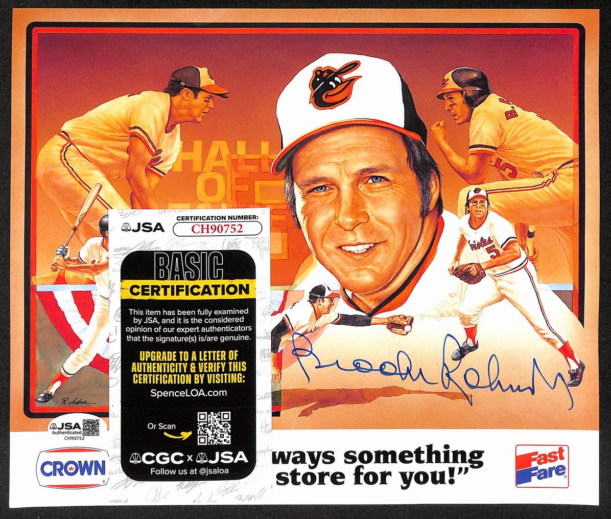 Brooks Robinson HOF Signed/Auto 8x10 Advertisemant Photo Orioles JSA 206113