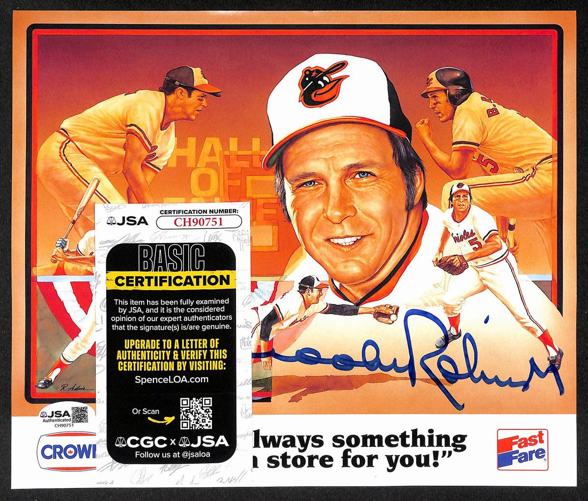 Brooks Robinson HOF Signed/Auto 8x10 Advertisemant Photo Orioles JSA 206114