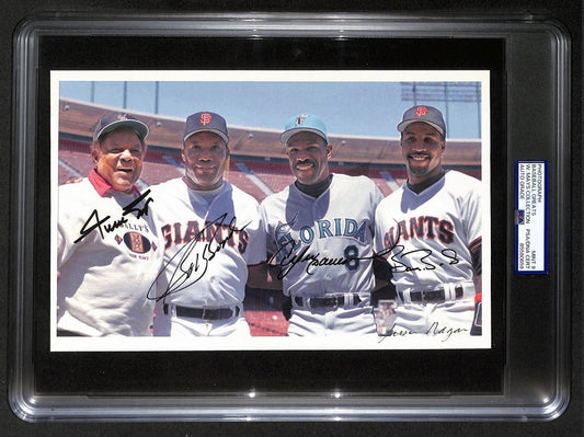 Willie Mays/Bobby Bonds/Barry Bonds/Andre Dawson Signed 10x7 Photo PSA/DNA