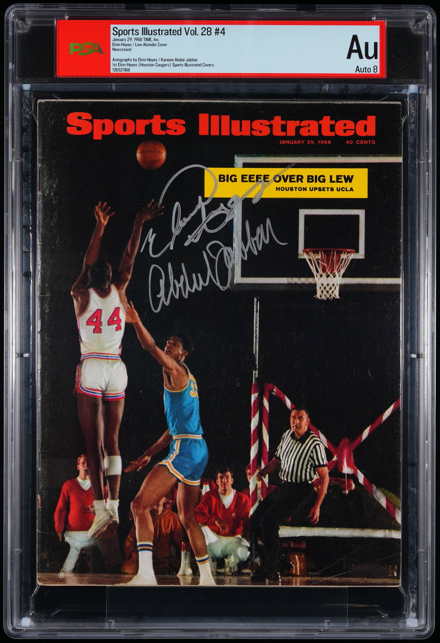 Kareem Abdul-Jabbar/Elvin Hayes Signed 1968 Sports Illustrated NO LABEL PSA 8