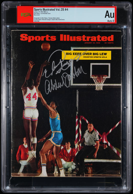 Kareem Abdul-Jabbar/Elvin Hayes Signed 1968 Sports Illustrated NO LABEL PSA 8