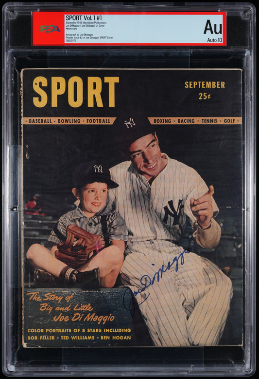 Joe DiMaggio HOF Signed 1946 SPORT Magazine NO LABEL AUTO 10 PSA/DNA 206081