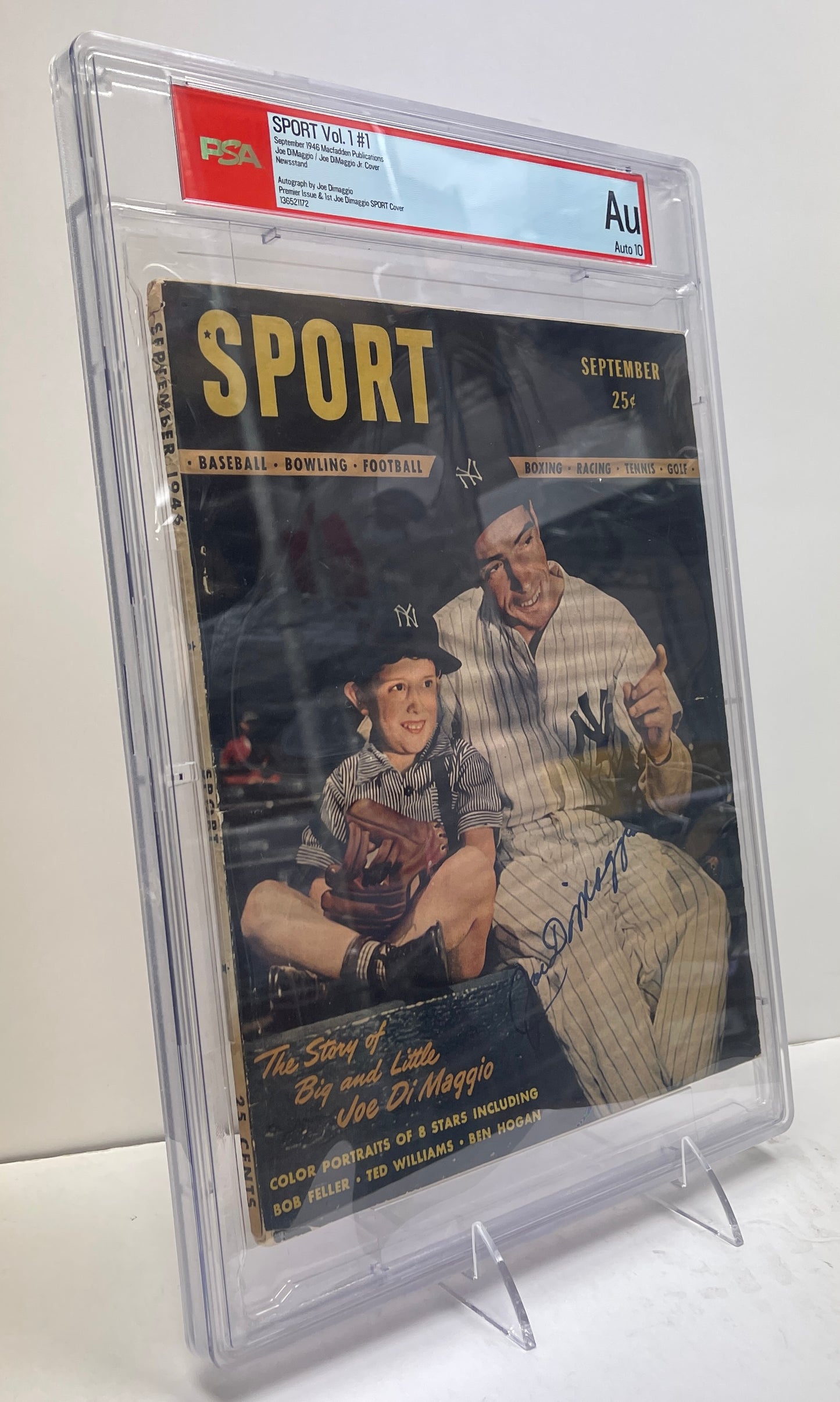 Joe DiMaggio HOF Signed 1946 SPORT Magazine NO LABEL AUTO 10 PSA/DNA 206081