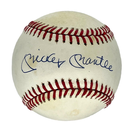 Mickey Mantle Single-Signed/Auto OAL/Brown Baseball Full JSA LOA AUTO 9   205156