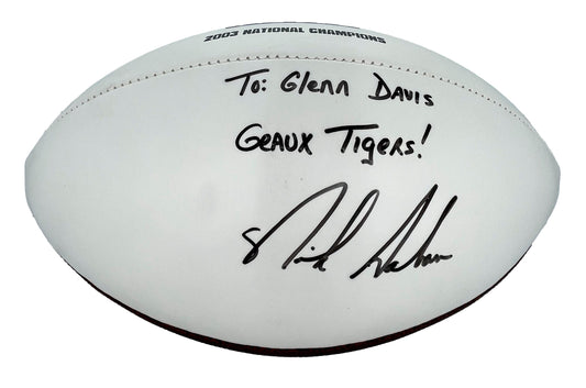 Nick Saban Signed/Inscr 2004 NCAA Champs LSU Logo Football PSA/DNA 205160