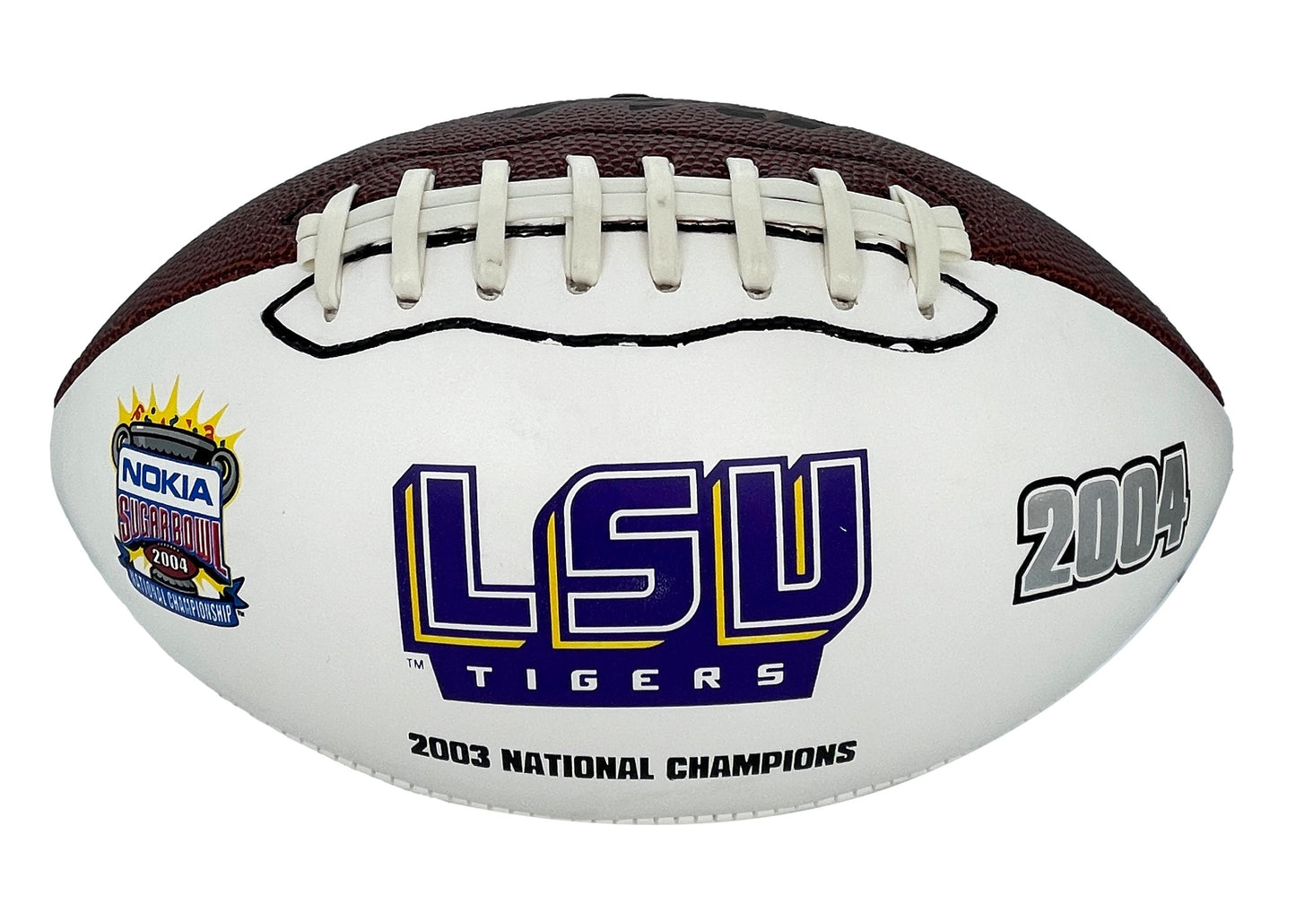 Nick Saban Signed/Inscr 2004 NCAA Champs LSU Logo Football PSA/DNA 205160