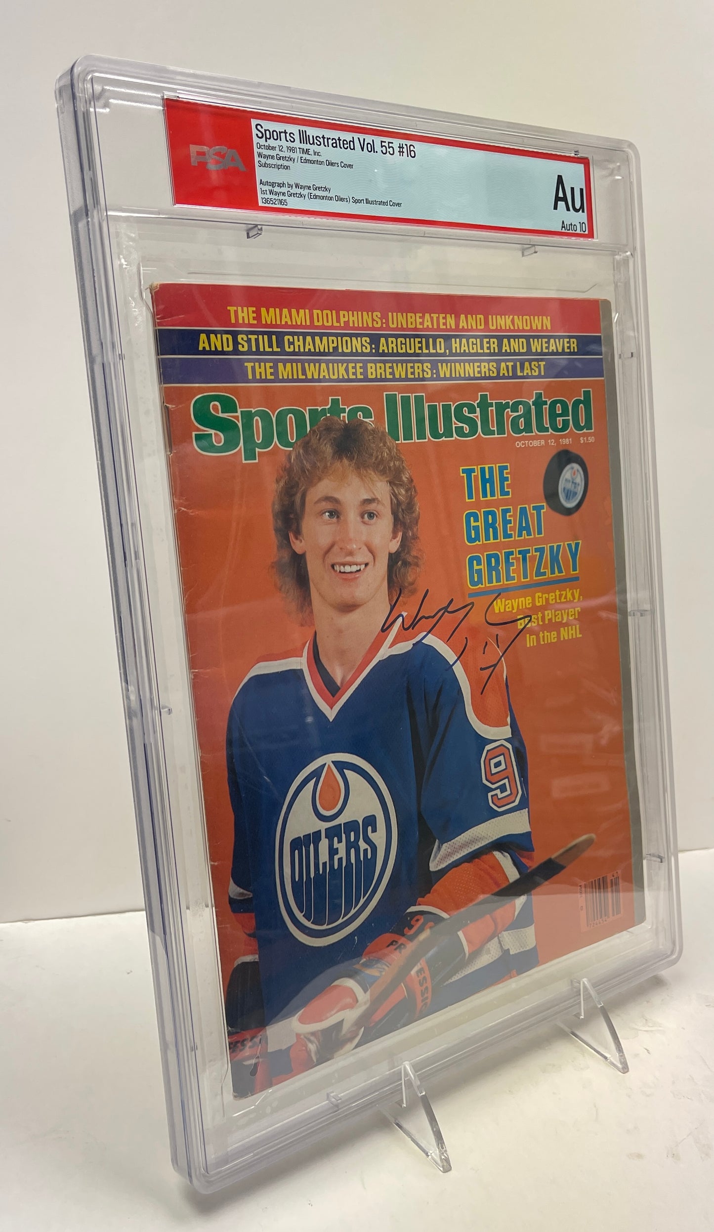 Wayne Gretzky HOF Signed 1981 Sports Illustrated Magazine NO LABEL AUTO 10 PSA