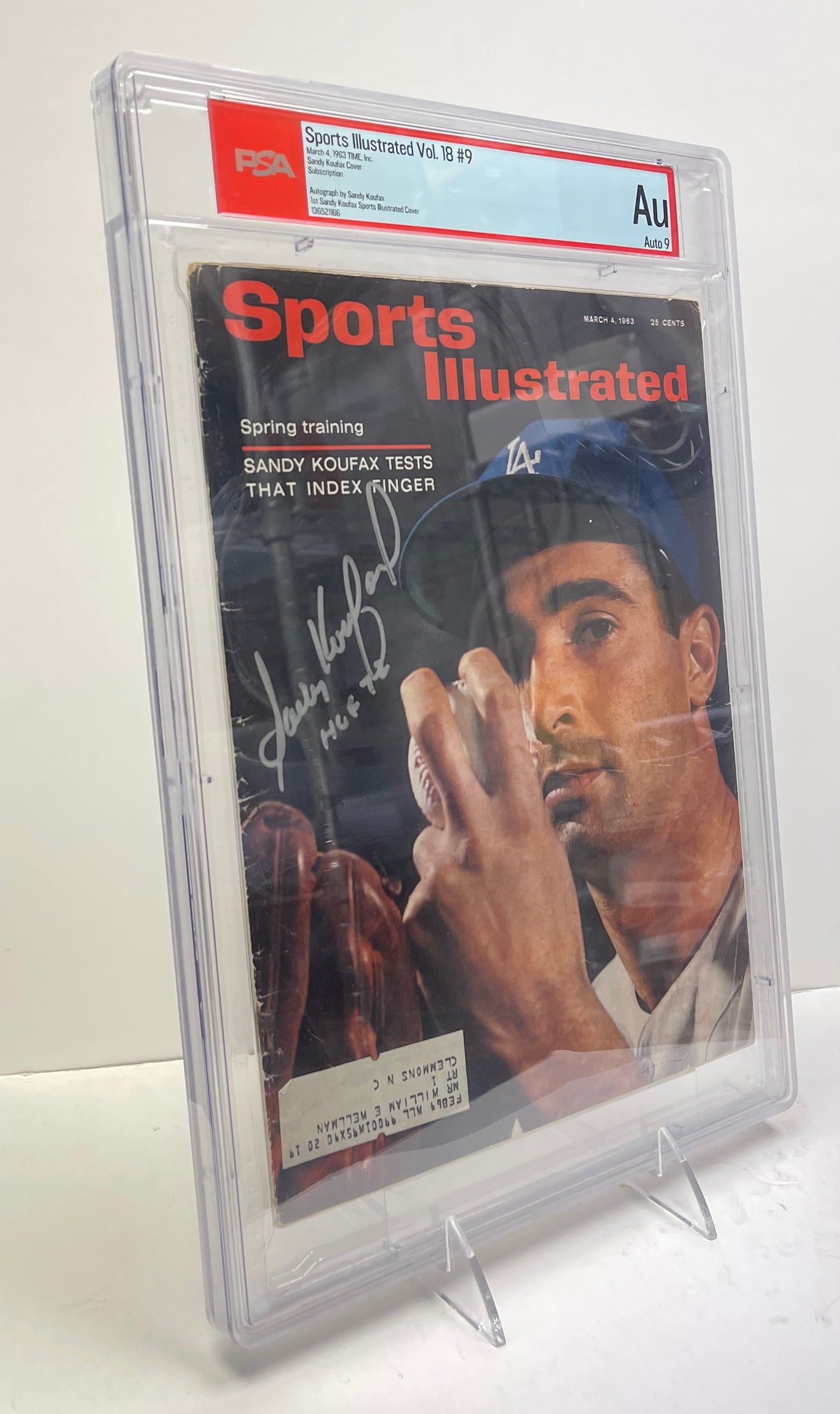 Sandy Koufax HOF Signed/Inscr 1963 Sports Illustrated Magazine AUTO 9 PSA/DNA