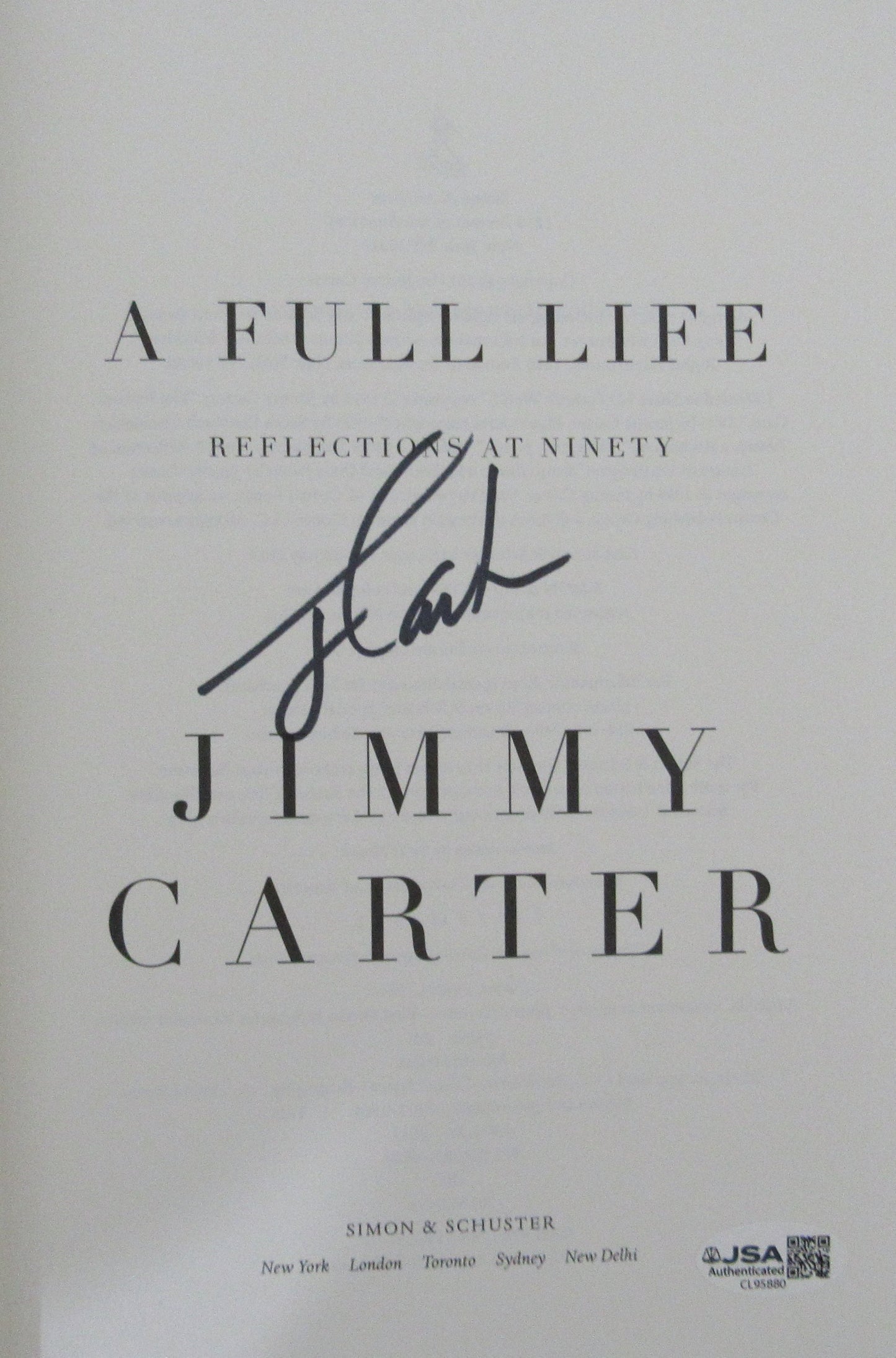 Jimmy Carter Former President Signed/Autographed Book "A Full Life" JSA   207756