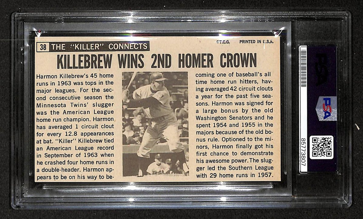 Harmon Killebrew HOF Signed 1964 TOPPS Giants Card #38 Twins PSA/DNA 205205
