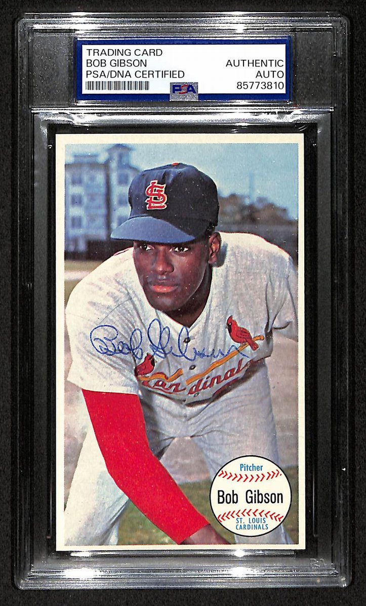 Bob Gibson HOF Signed/Auto 1964 TOPPS Giants Card #41 Cardinals PSA/DNA 205208