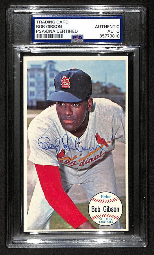 Bob Gibson HOF Signed/Auto 1964 TOPPS Giants Card #41 Cardinals PSA/DNA 205208