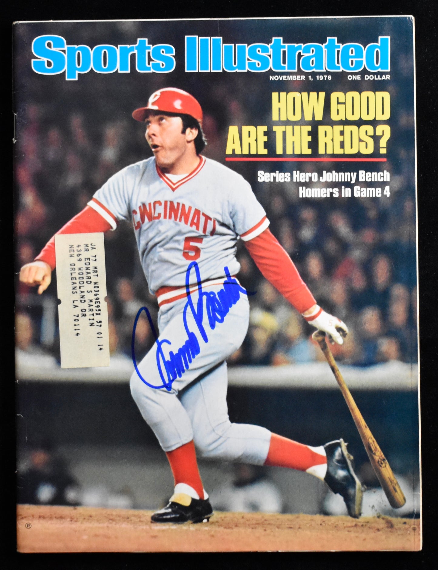 Johnny Bench HOF Signed/Auto 1976 Sports Illustrated Magazine Reds JSA 205266