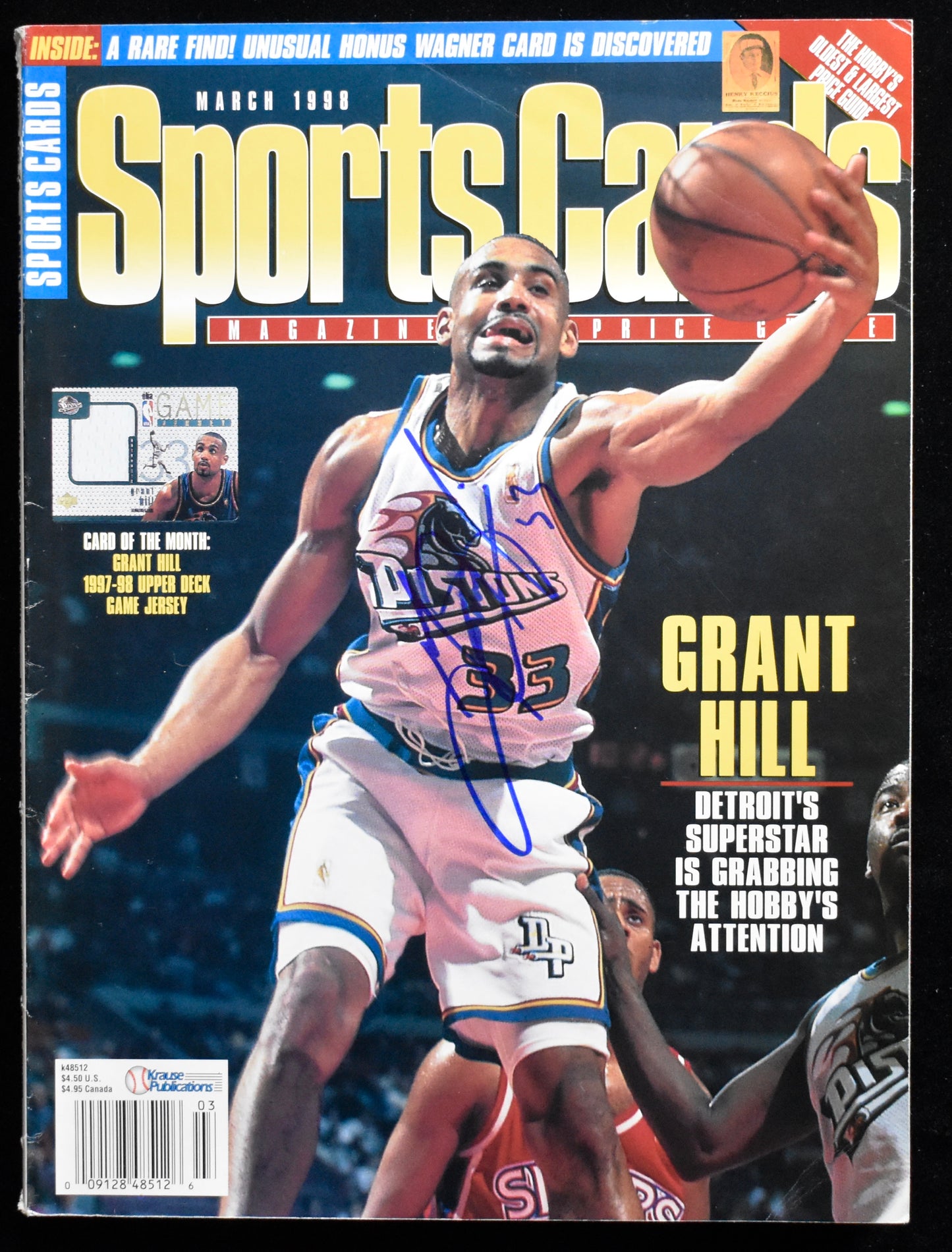 Grant Hill HOF Signed/Auto 1998 Sports Cards Magazine Detroit Pistons JSA 205272