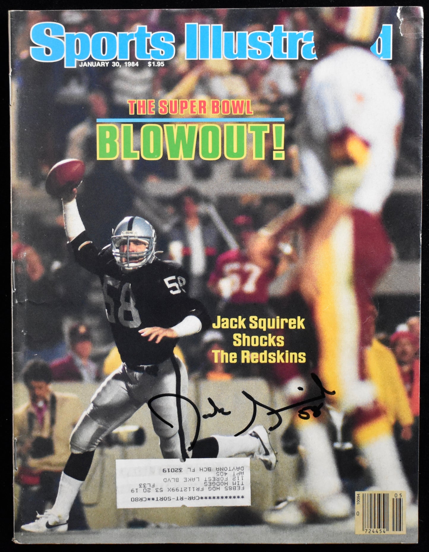 Jack Squirek Signed/Auto 1984 Sports Illustrated Magazine Raiders JSA 205279